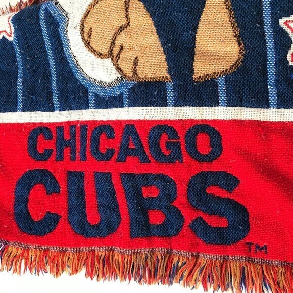 VTG Rare Chicago Cubs MLB Baseball Bear Blanket - Picture 2 of 4